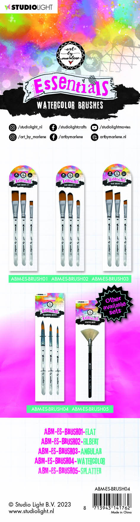 ABM Watercolor Brushes Set of 3 Essentials 298x80x6mm 3 PC nr.04-2