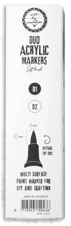 Marqueurs Acryliques Duo ABM Essentiels Noir et Blanc 3 pièces-2