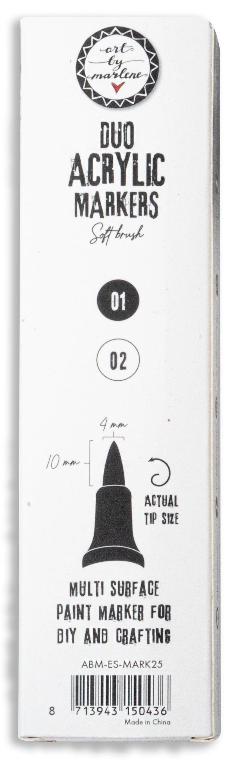 Marqueurs Acryliques Duo ABM Essentiels Noir et Blanc 3 pièces-2