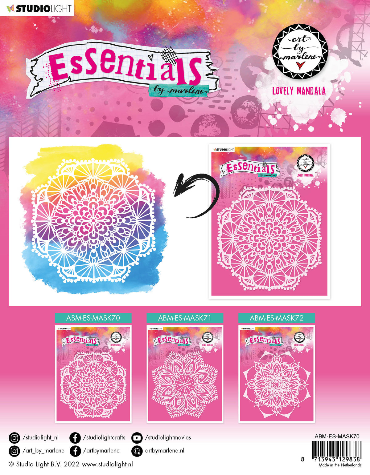 ABM Mask Lovely Mandala Essentials 200x200x1mm 1 PC nr.70-3