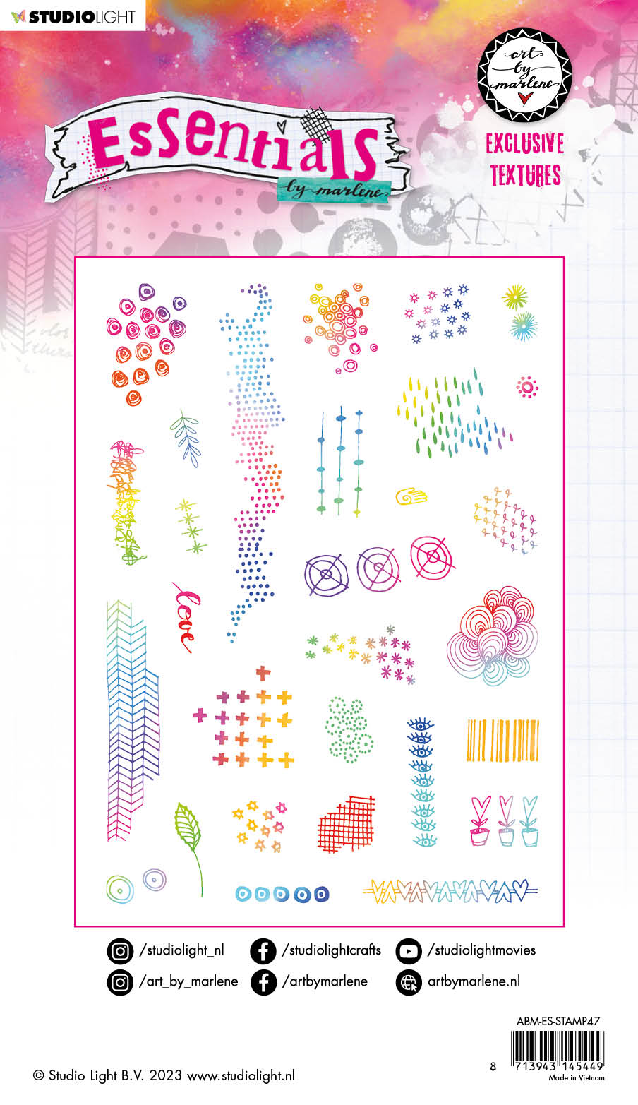 ABM Cling Stamp Exclusive Textures Essentials 153x265x5mm 29 PC nr.47-3