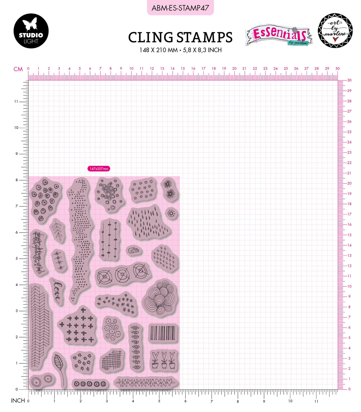 ABM Cling Stamp Exclusive Textures Essentials 153x265x5mm 29 PC nr.47-2