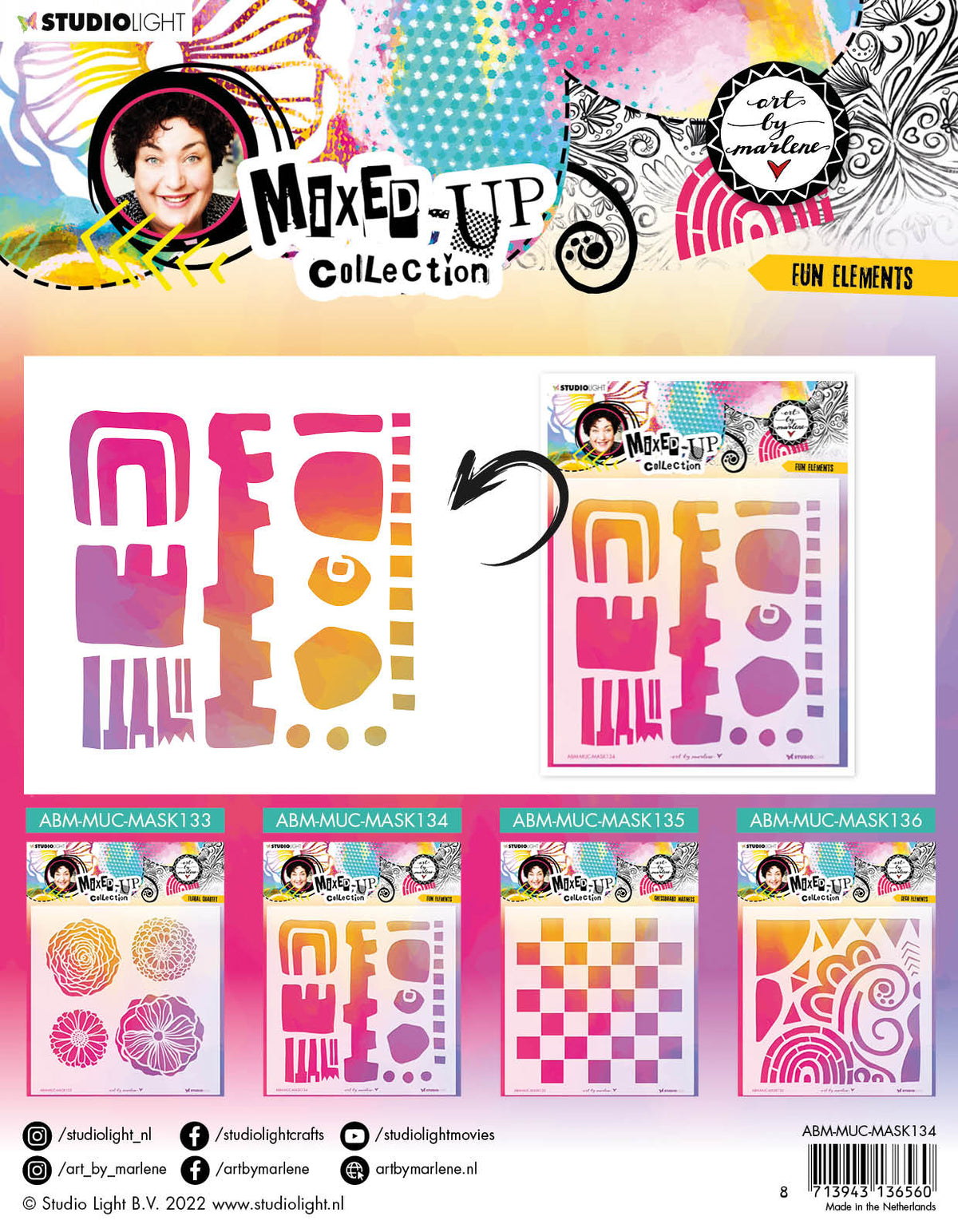 ABM Mask Fun Elements Mixed-Up Collection 200x200x1mm 1 PC nr.134-4