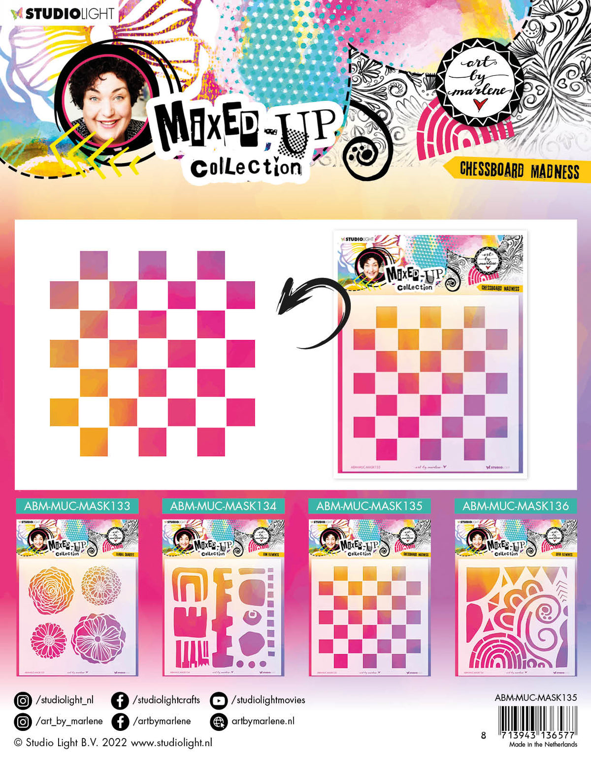 ABM Mask Chessboard Madness Mixed-Up Collection 200x200x1mm 1 PC nr.135-3
