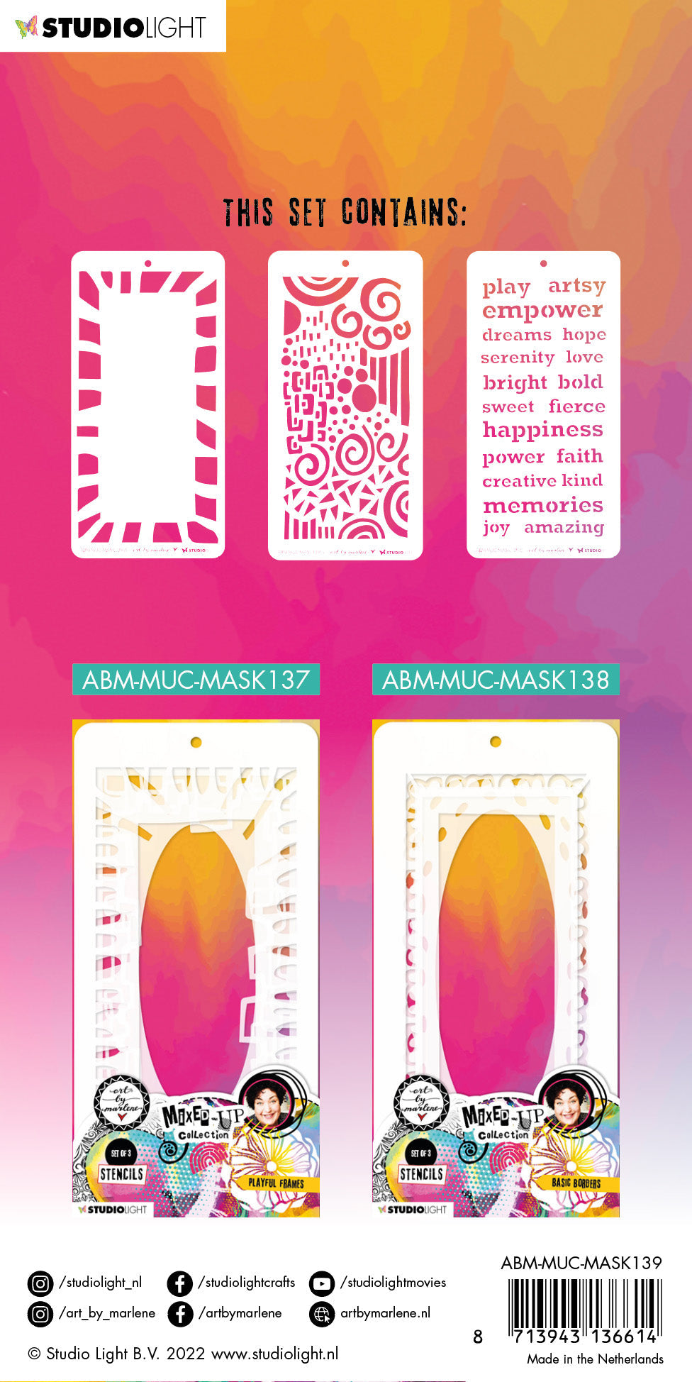ABM Mask Artsy Designs Mixed-Up Collection 110x213x1mm 3 PC nr.139-5