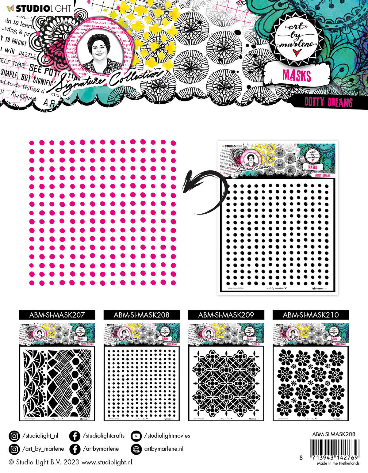 ABM Mask Dotty Dreams Signature Collection 203.2x203.2x1mm 1 PC nr.208-4