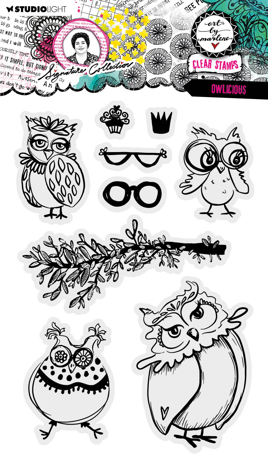 Sello transparente ABM Owlicious Signature Collection 148x210x3mm 9 pzas n.º 637