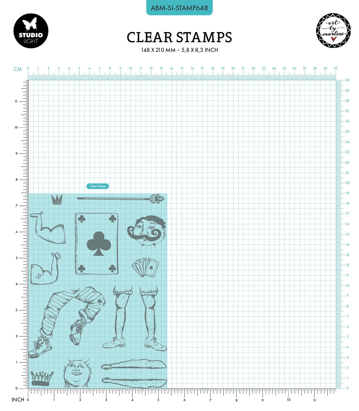 ABM Clear Stamp Playing Card Men Signature Collection 14 PC-2