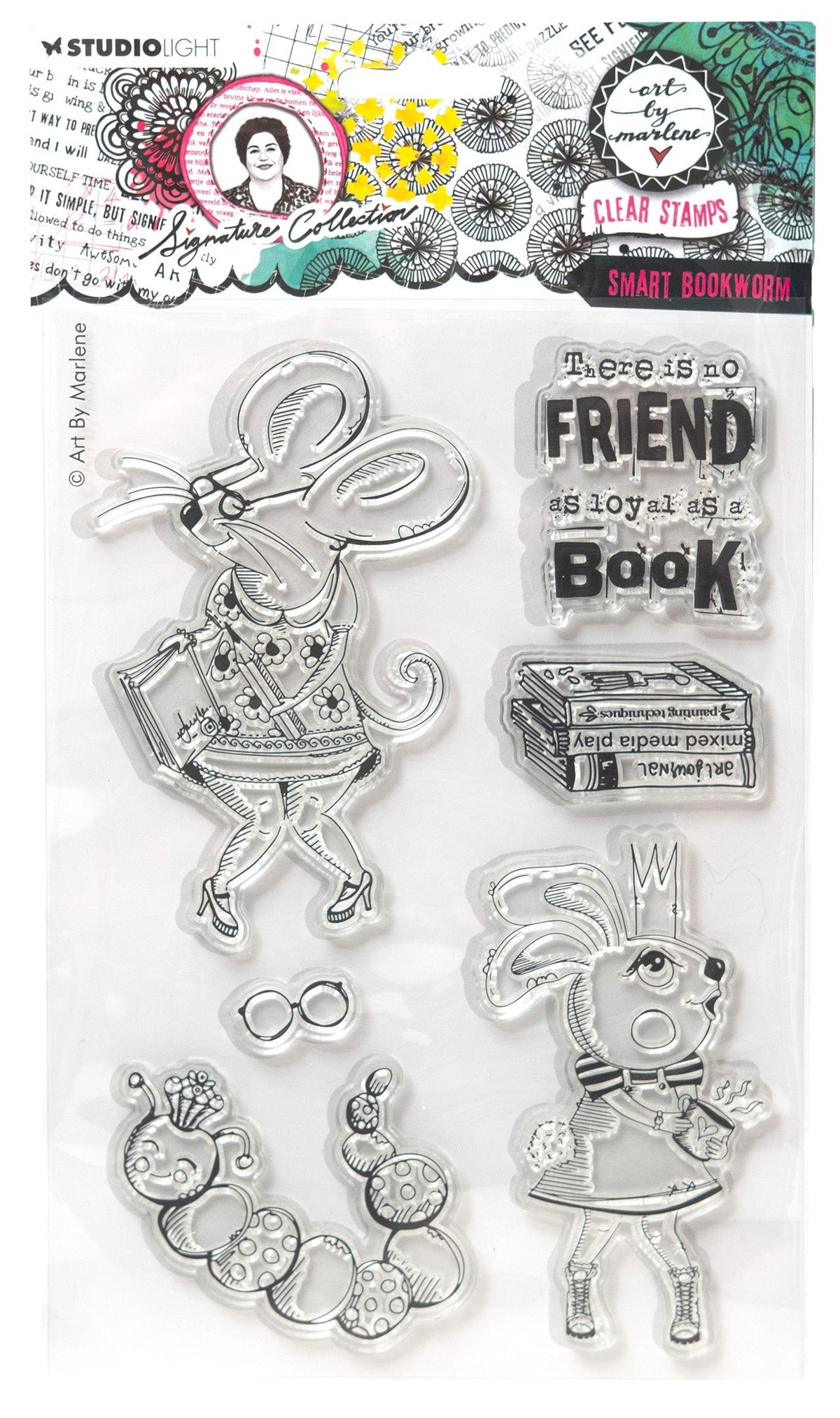 ABM Clear Stamp Smart Bookworm Collection Signature 6 Pièces-1