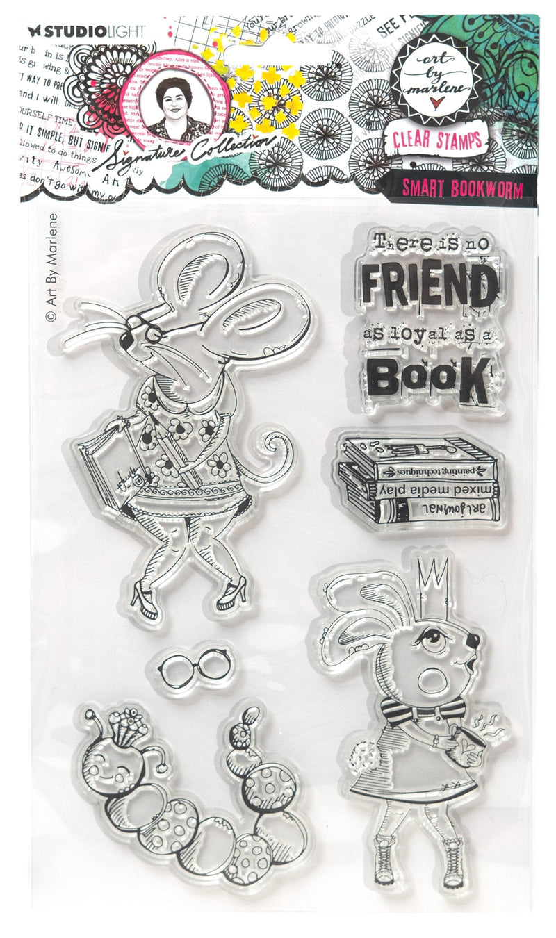 ABM Clear Stamp Smart Bookworm Collection Signature 6 Pièces-1