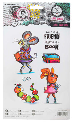 ABM Clear Stamp Smart Bookworm Collection Signature 6 Pièces-3
