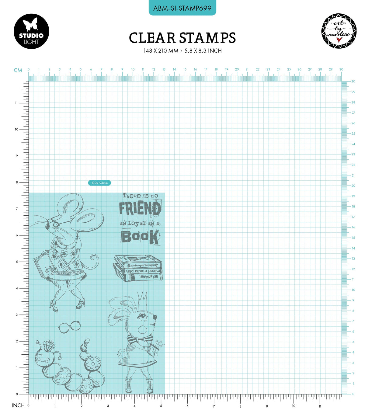 ABM Clear Stamp Smart Bookworm Collection Signature 6 Pièces-2