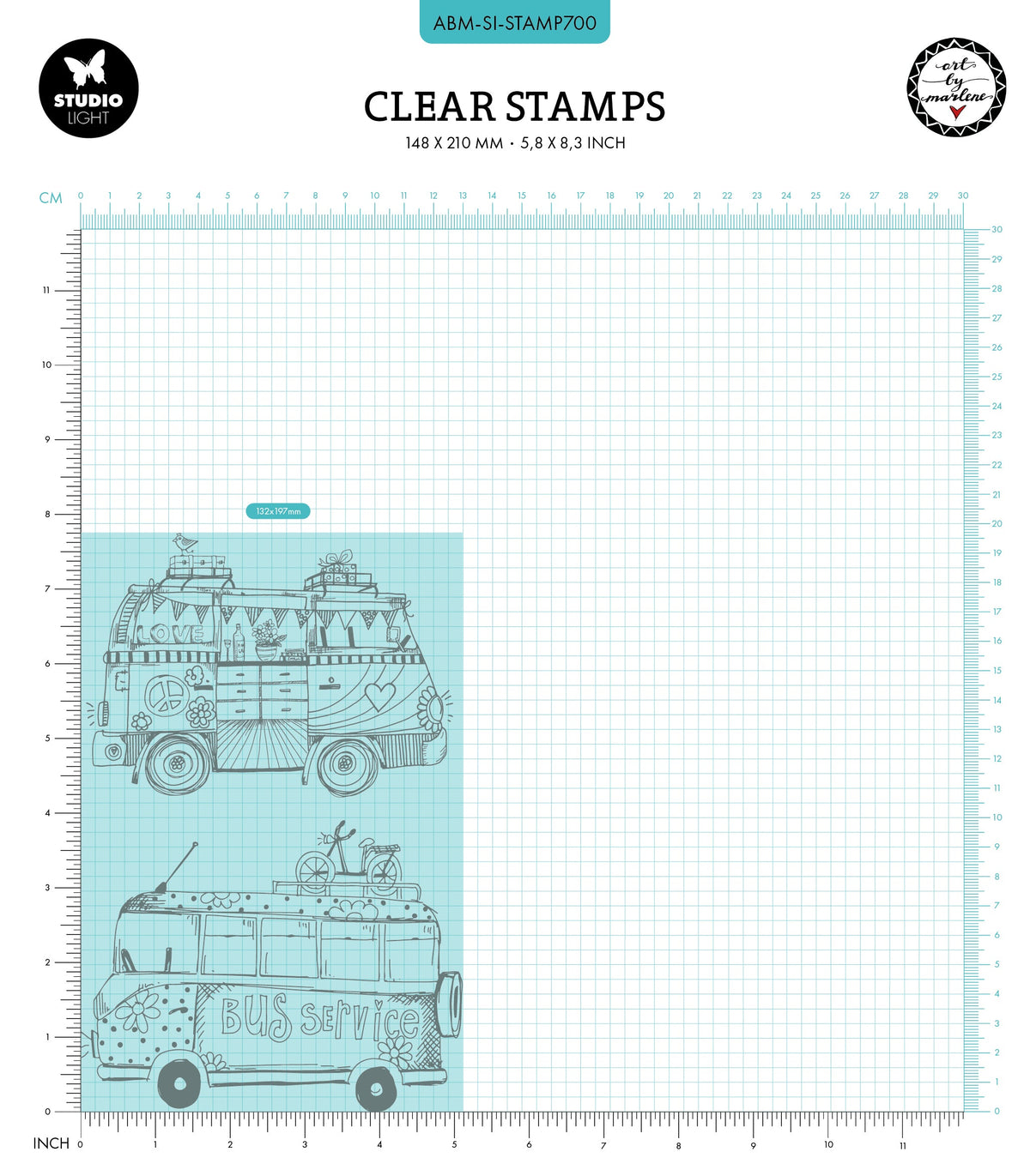 ABM Clear Stamp Hippie Busses Signature Collection 2 PC-2