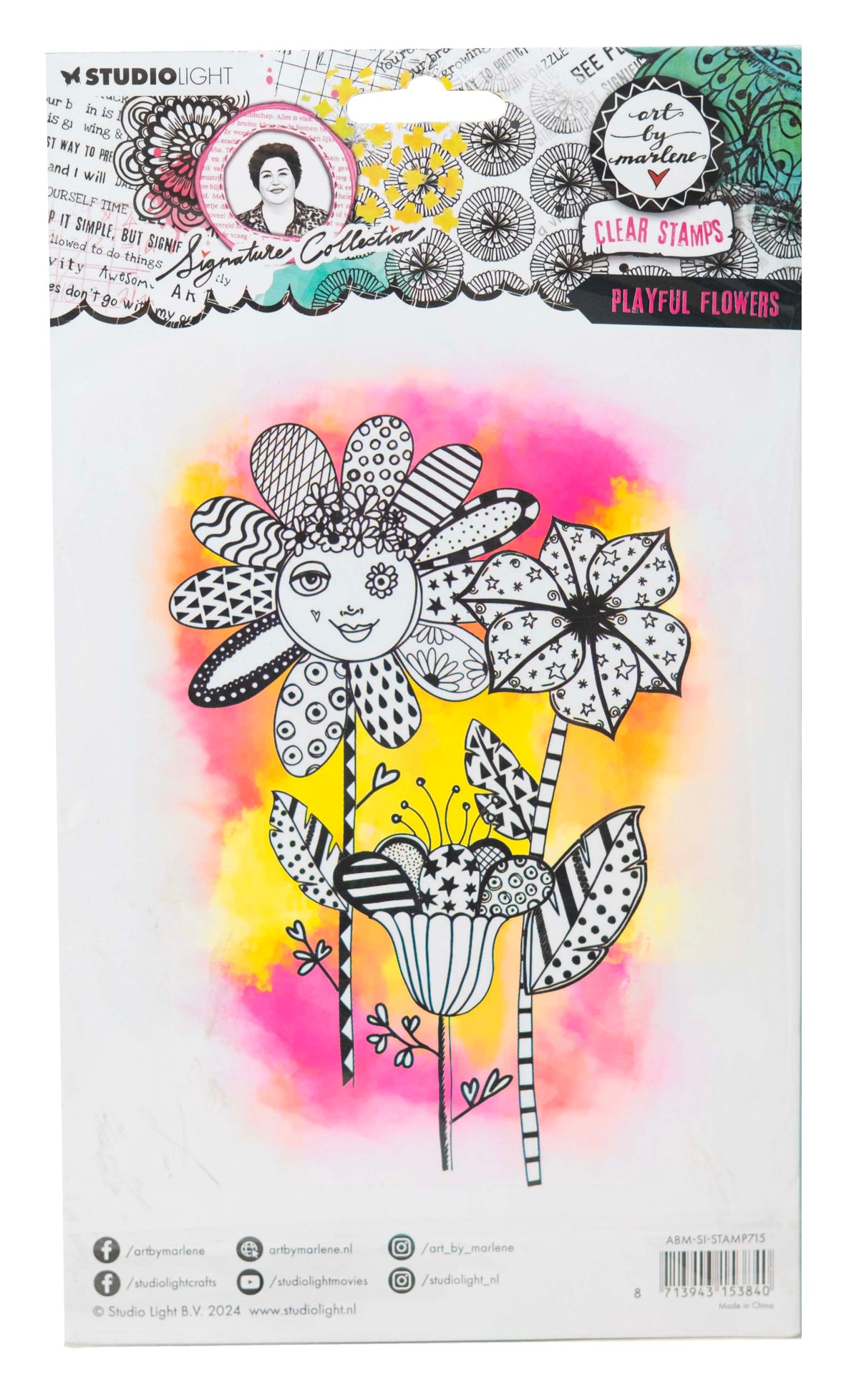 ABM Clear Stamp Playful Flowers Signature Collection 14 PC-3