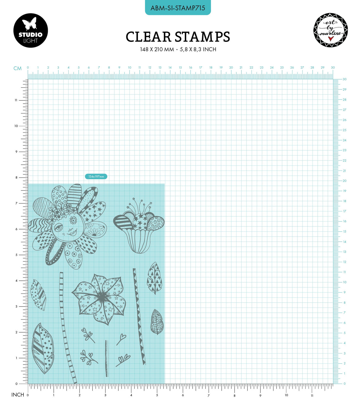 ABM Clear Stamp Playful Flowers Signature Collection 14 PC-2