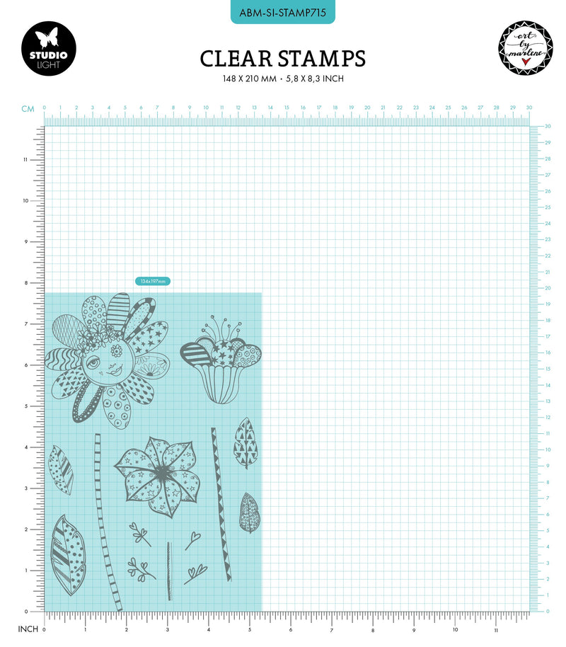 ABM Clear Stamp Playful Flowers Signature Collection 14 PC-2