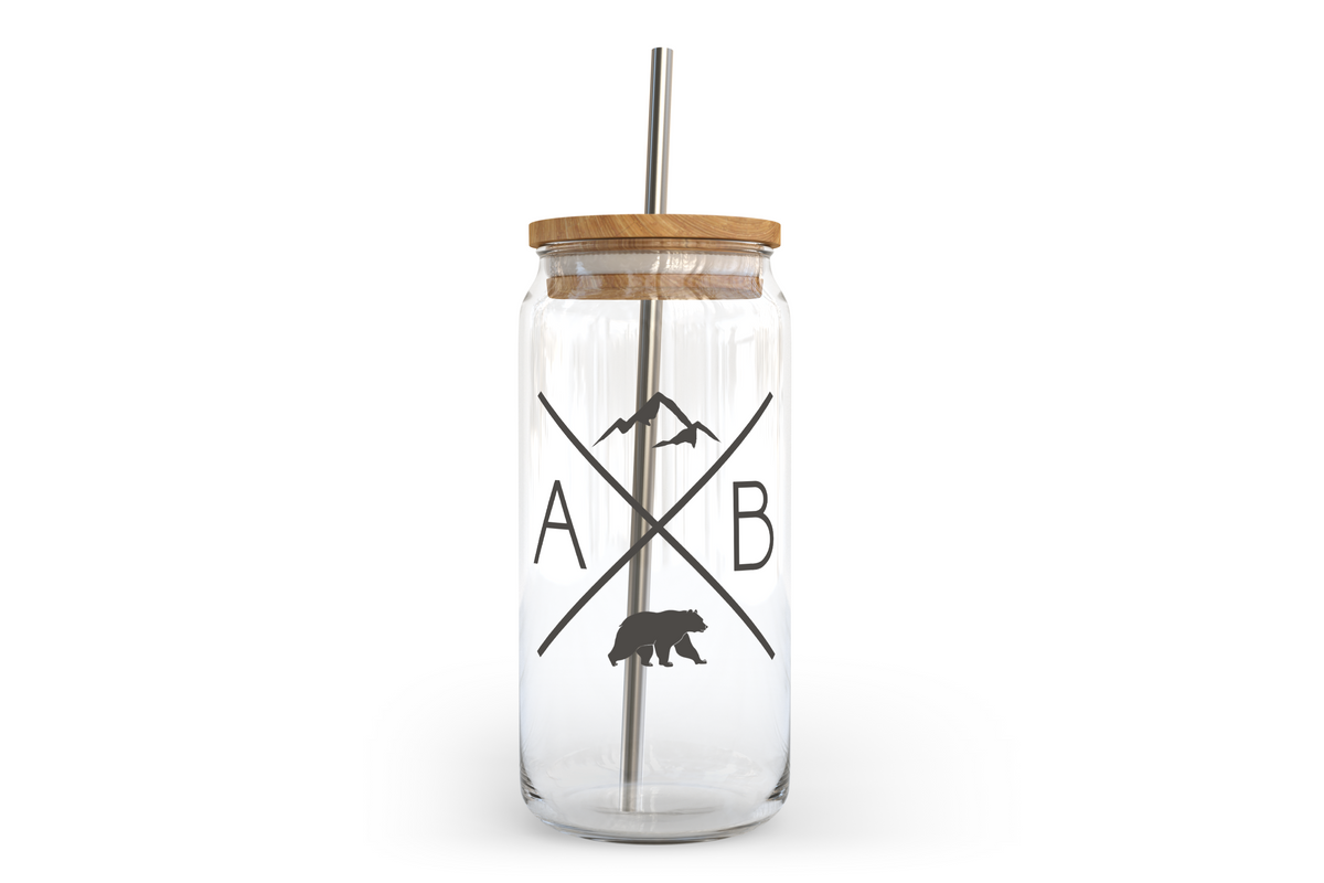 AB X Glass Can with Bamboo Lid | Alberta Glass Can-1