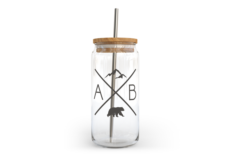 AB X Glass Can with Bamboo Lid | Alberta Glass Can-1