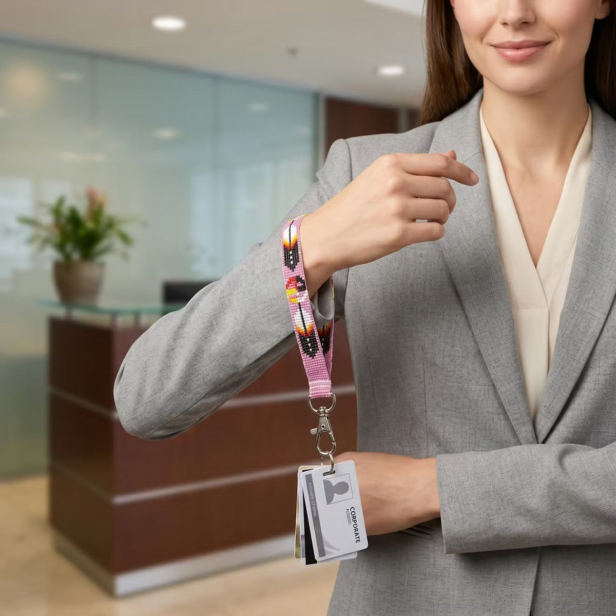 Pink Native American Style Wrist Lanyard