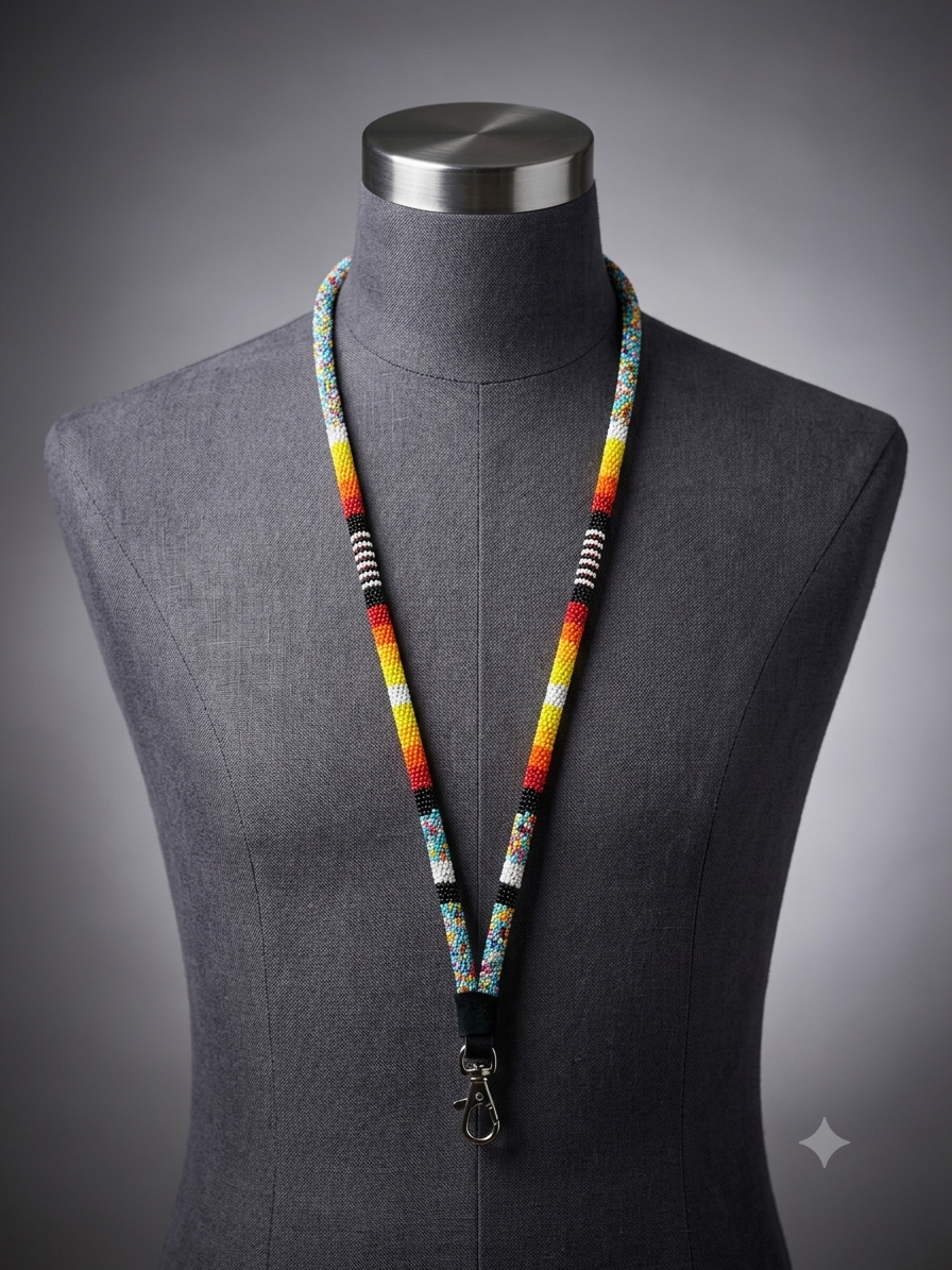 Round Beaded Lanyard(White)-2