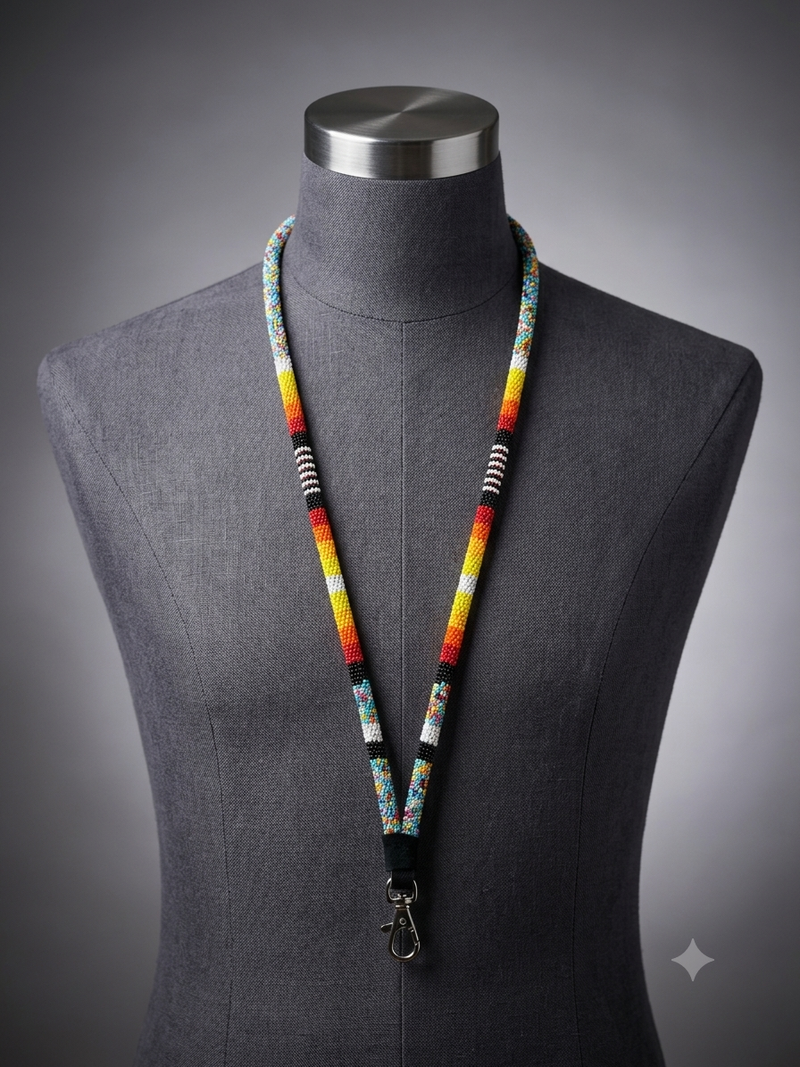 Round Beaded Lanyard(White)-2