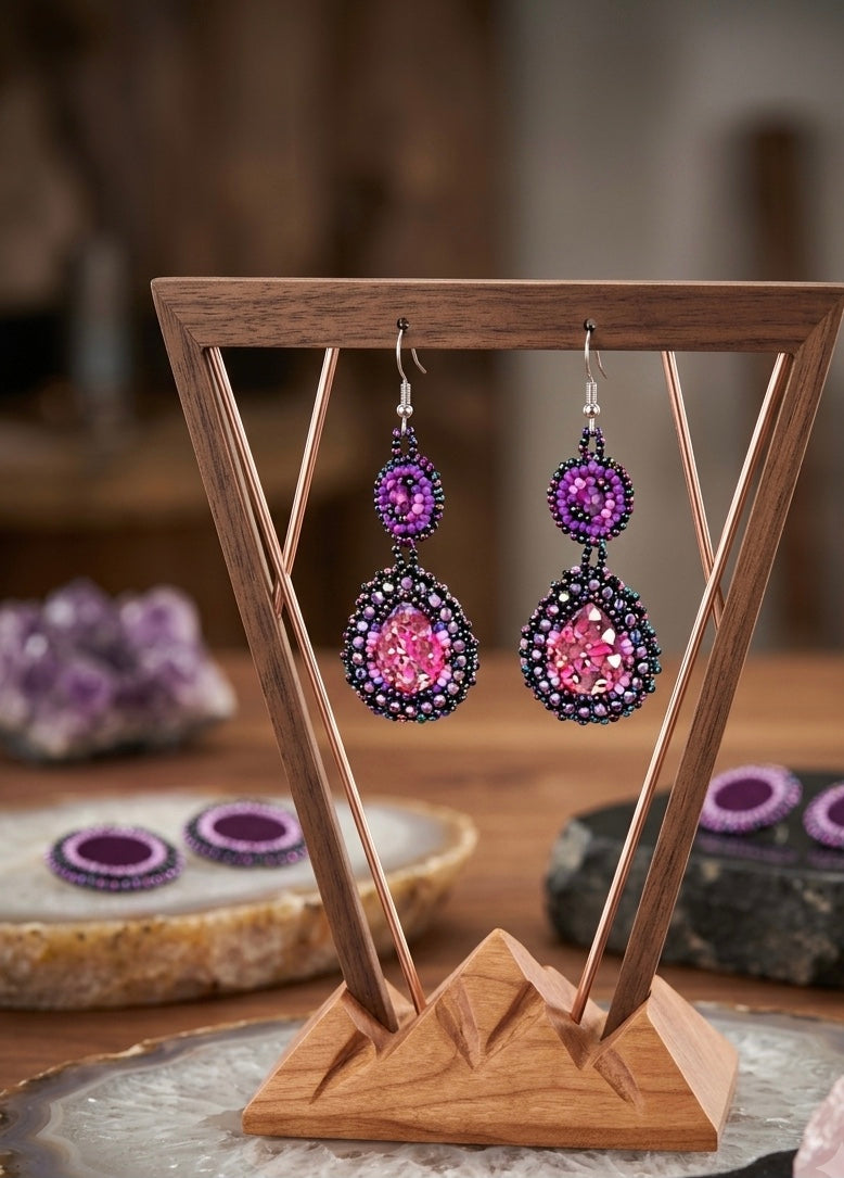 Drop Beaded Earrings pink collection-6