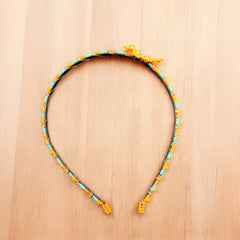 Beaded Headband with Flower Orange-4