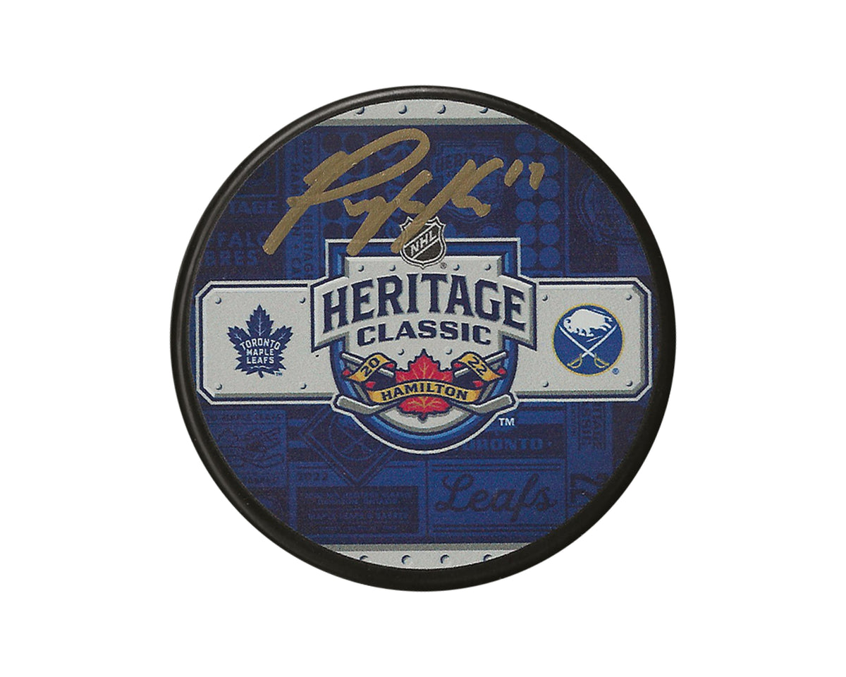 Peyton Krebs Autographed 2022 Heritage Classic Souvenir Puck-1