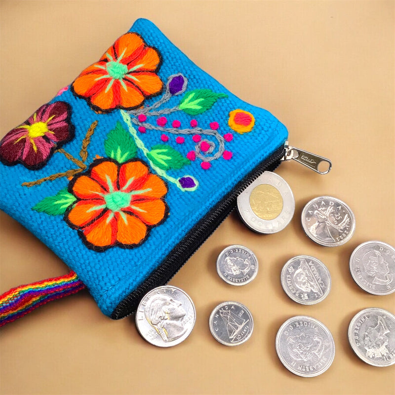 Sky Blue Embroidered Handmade Coin Purse-2