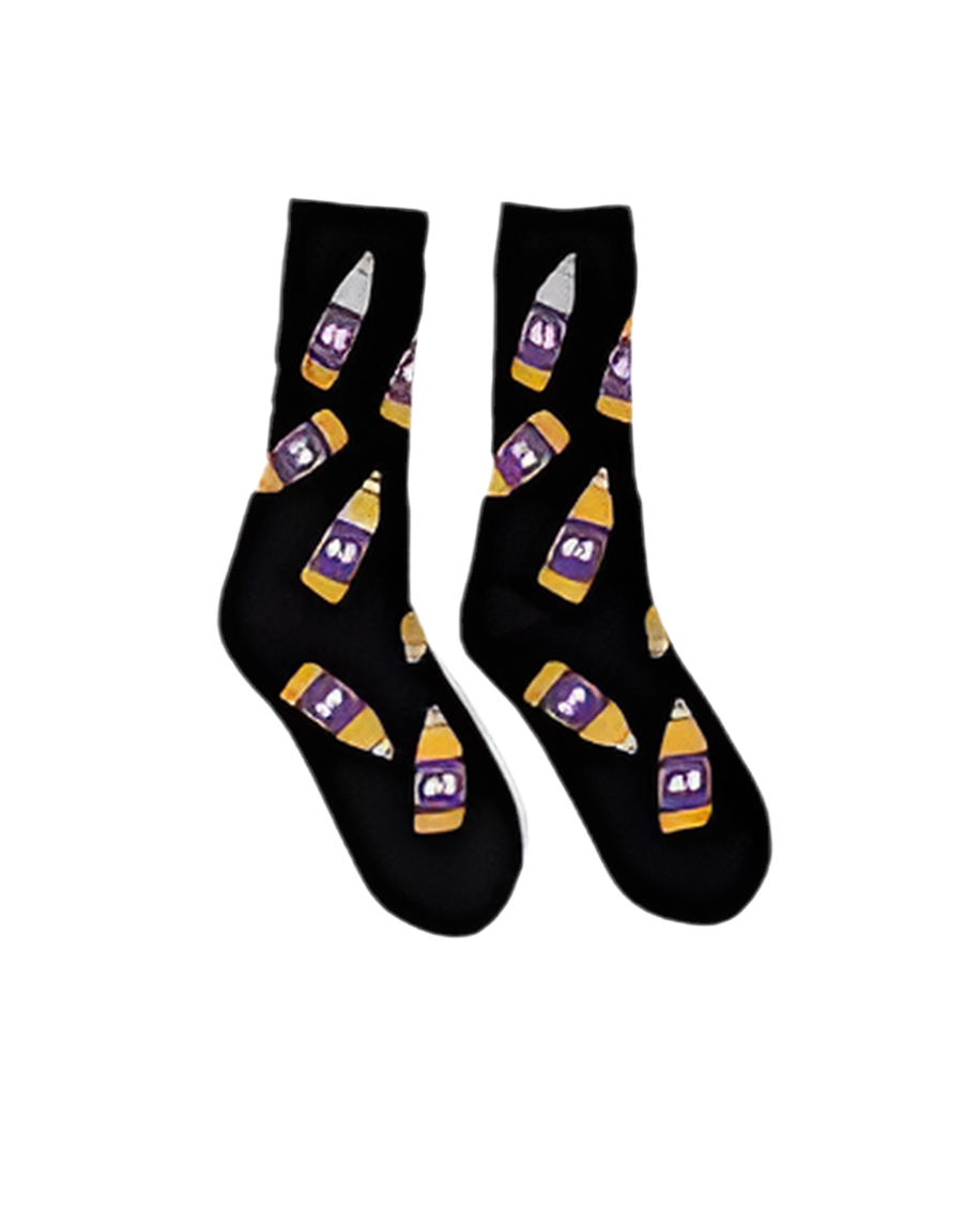 40’s & Shorties 'Beer' Crew Socks - Black/Purple-1