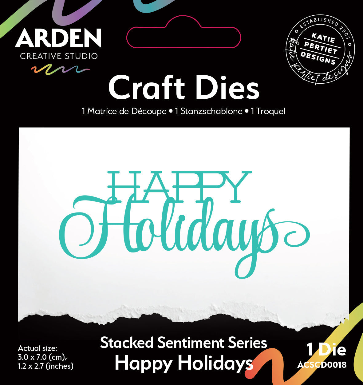 Arden Creative Studio Sentiment Series Stacked Happy Holidays Craft Die-1