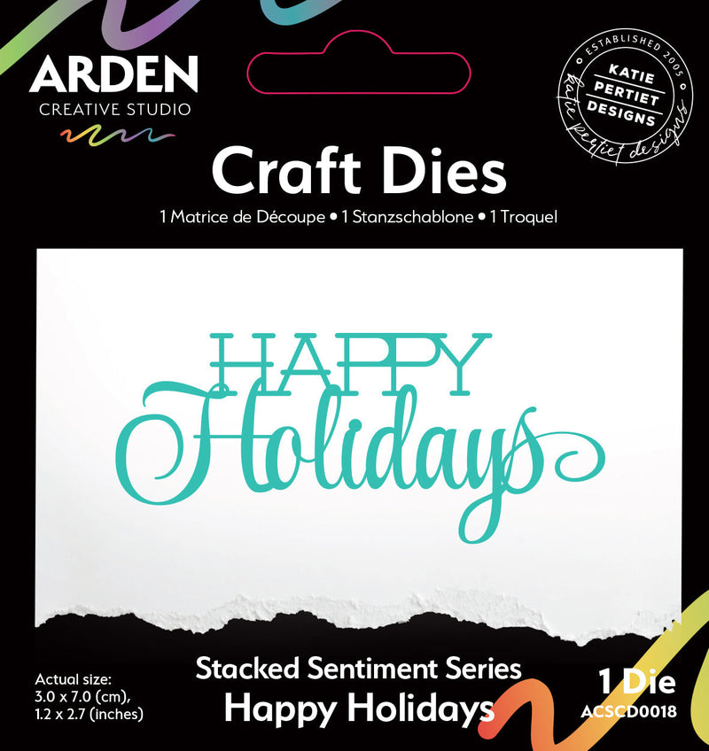 Arden Creative Studio Sentiment Series Stacked Happy Holidays Craft Die-1