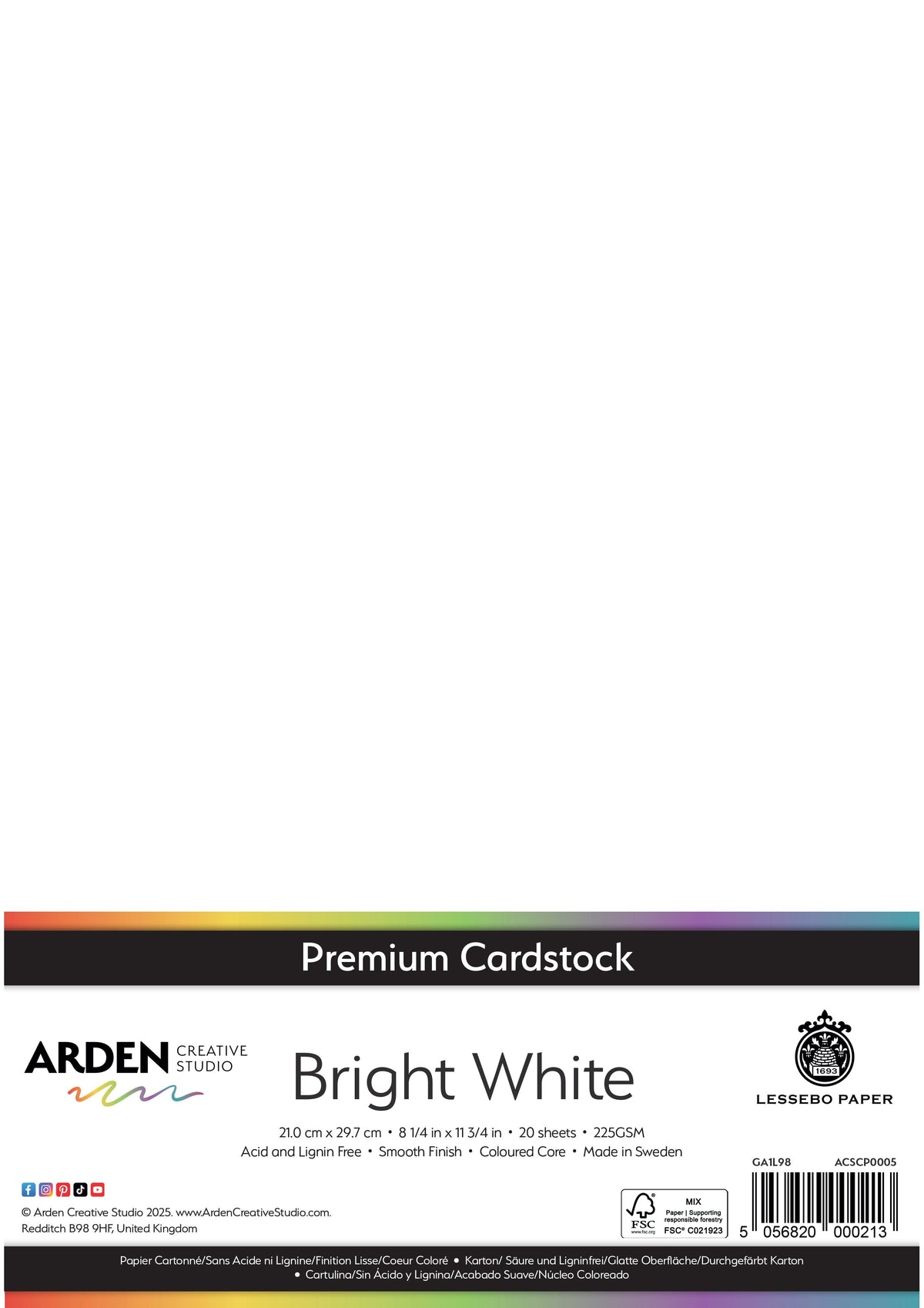Arden Creative Studio Premium Cardstock A4 225gsm 20 Pack-3