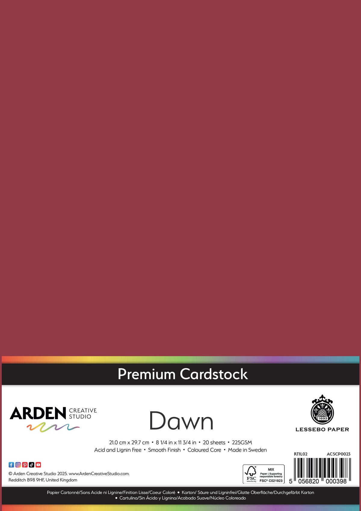 Arden Creative Studio Premium Cardstock A4 225gsm 20 Pack-12