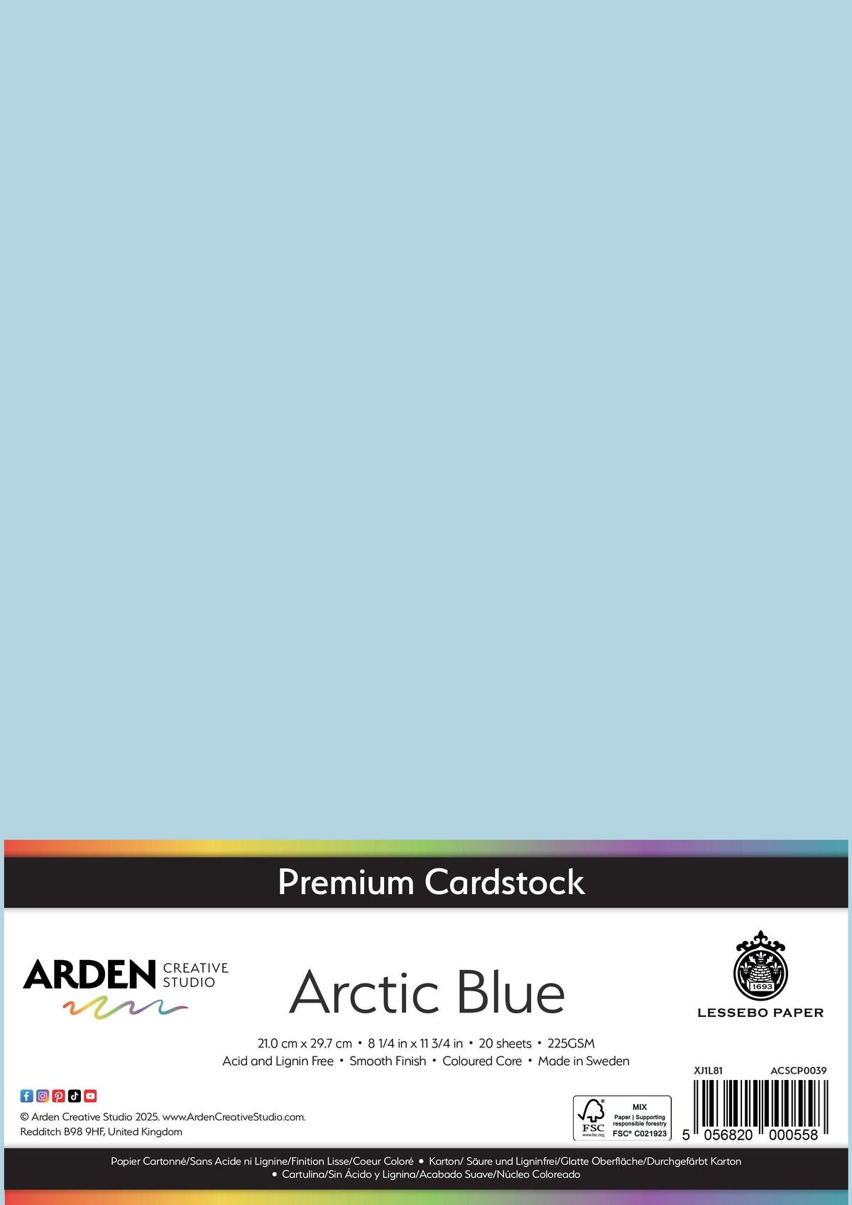 Arden Creative Studio Premium Cardstock A4 225gsm 20 Pack-20