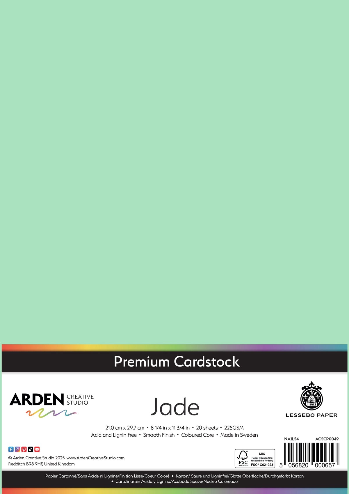 Arden Creative Studio Premium Cardstock A4 225gsm 20 Pack-25