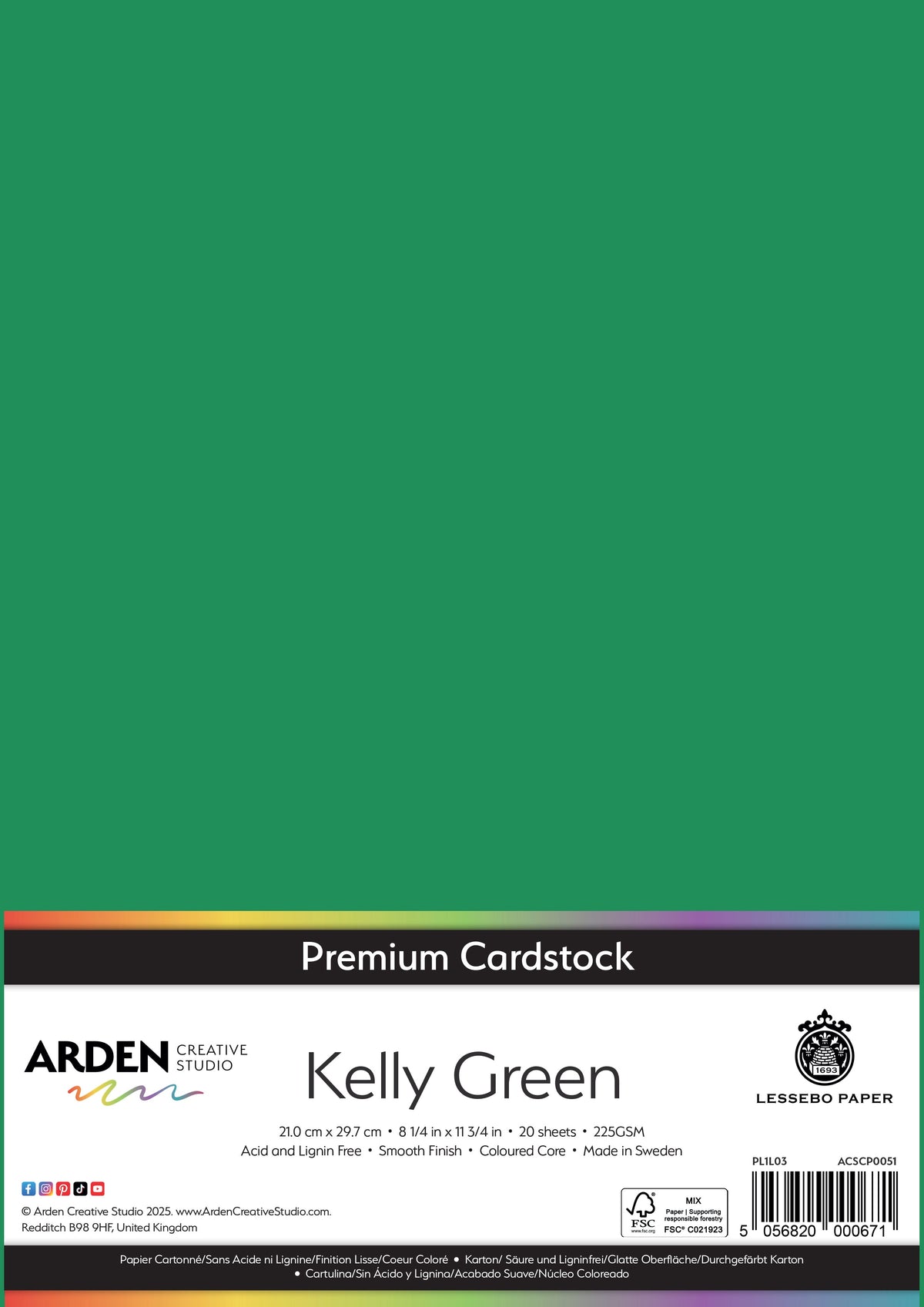 Arden Creative Studio Premium Cardstock A4 225gsm 20 Pack-26