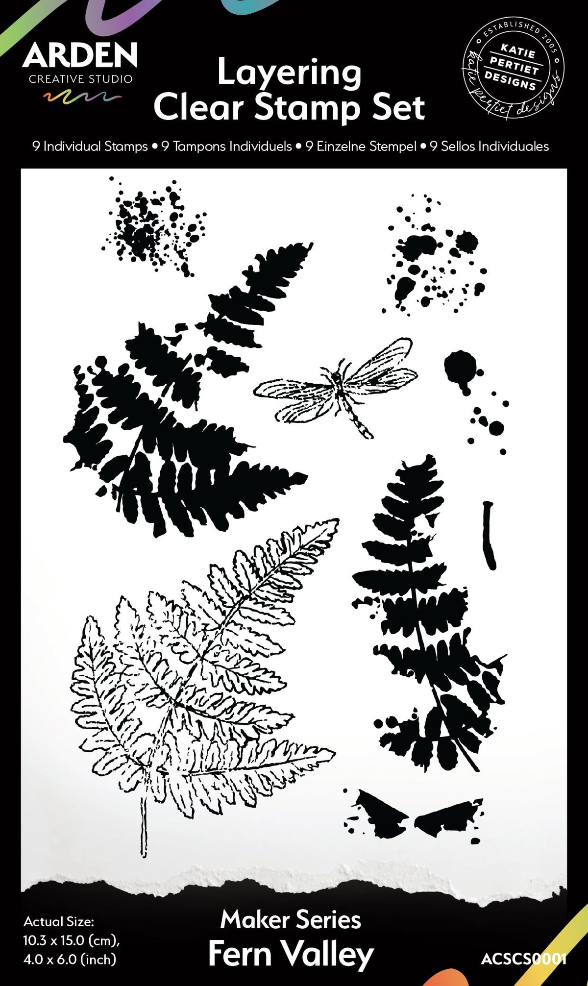Set de sellos transparentes para capas Arden Creative Studio Maker Series Fern Valley, 4 pulg. x 6 pulg.