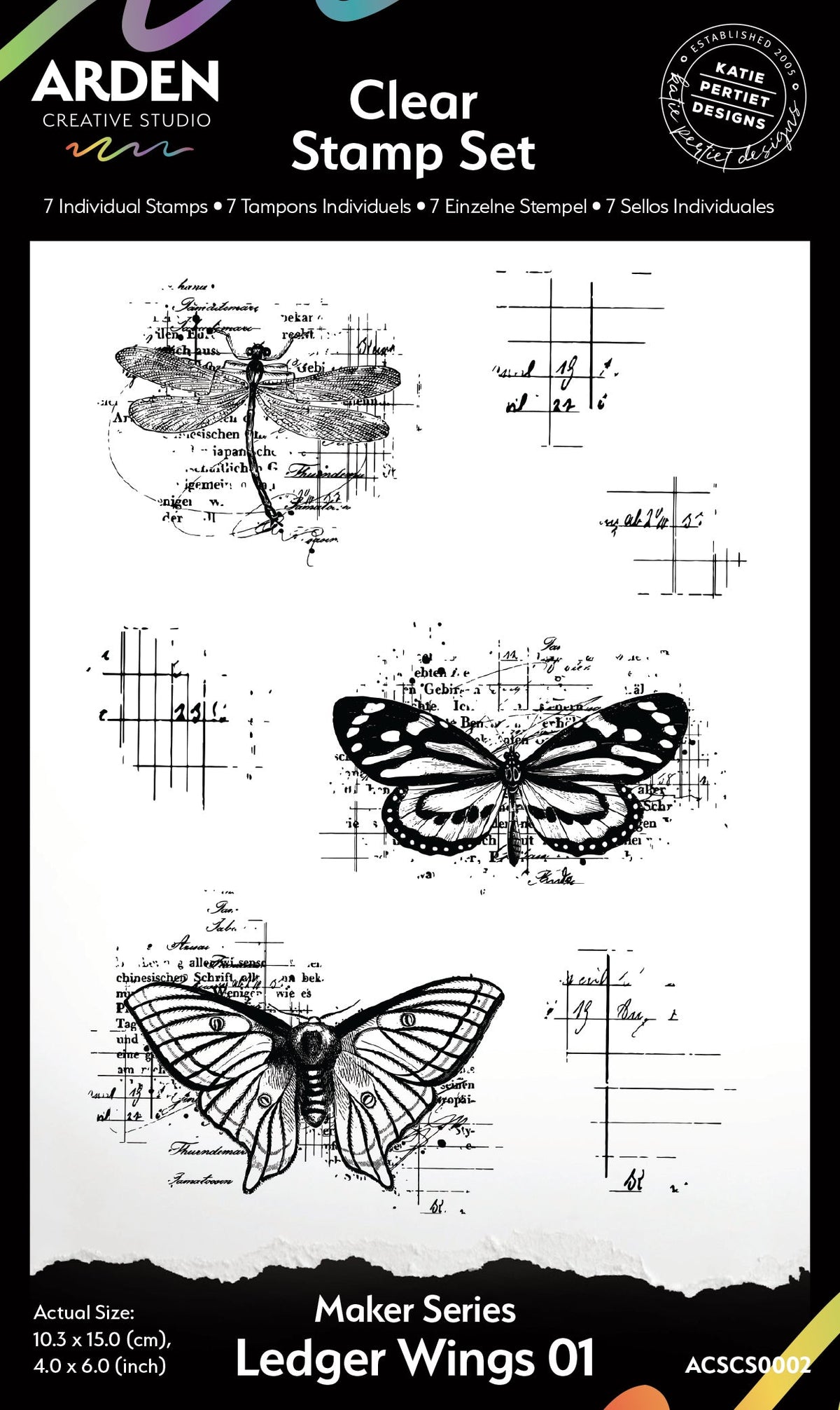 Arden Creative Studio Maker Series Ledger Wings 01 4 in x 6 in Clear Stamp Set-1