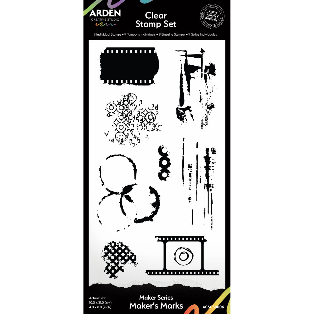 Arden Creative Studio Maker Series Maker's Marks 4 in x 8 in Clear Stamp Set-1