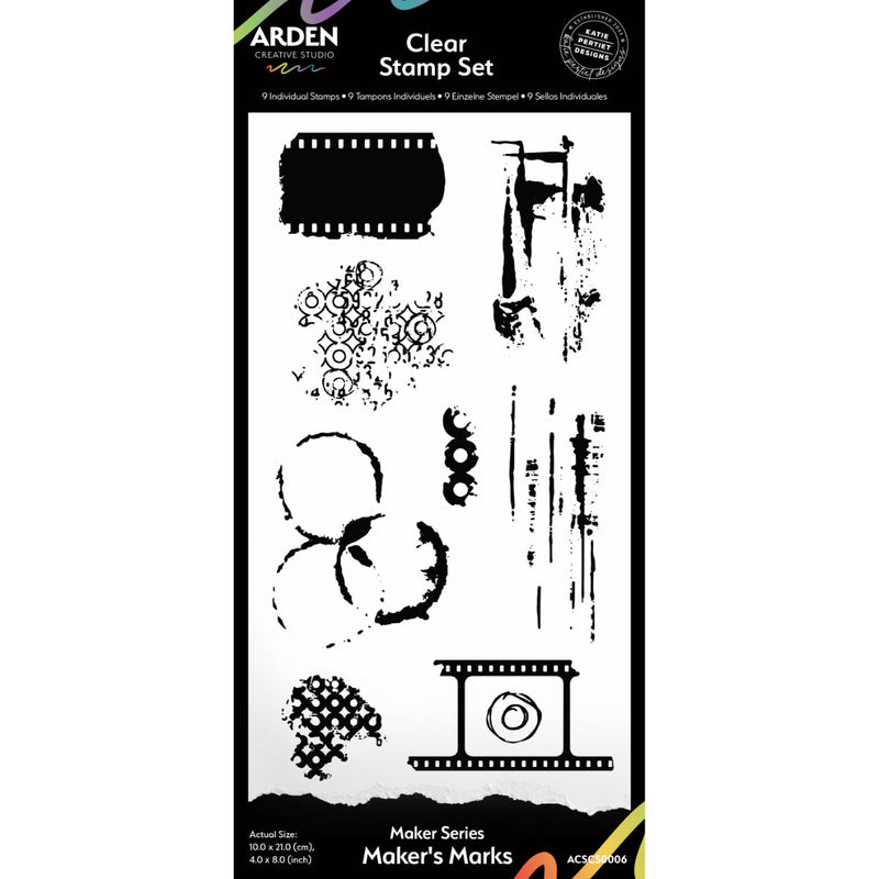 Arden Creative Studio Maker Series Maker's Marks 4 in x 8 in Clear Stamp Set-1
