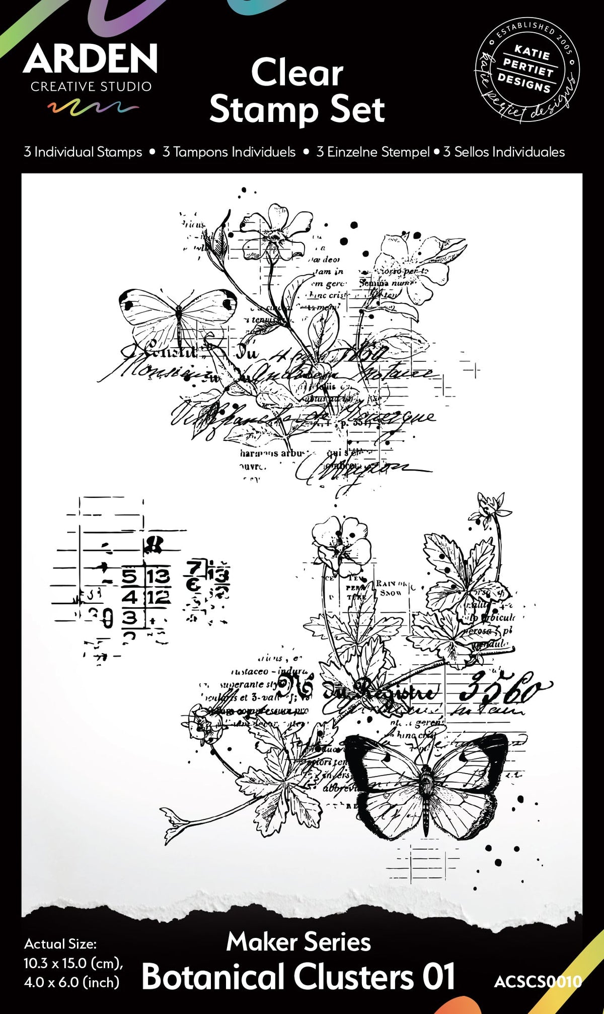 Arden Creative Studio Maker Series Botanical Clusters 01 4 in x 6 in Clear Stamp Set-1