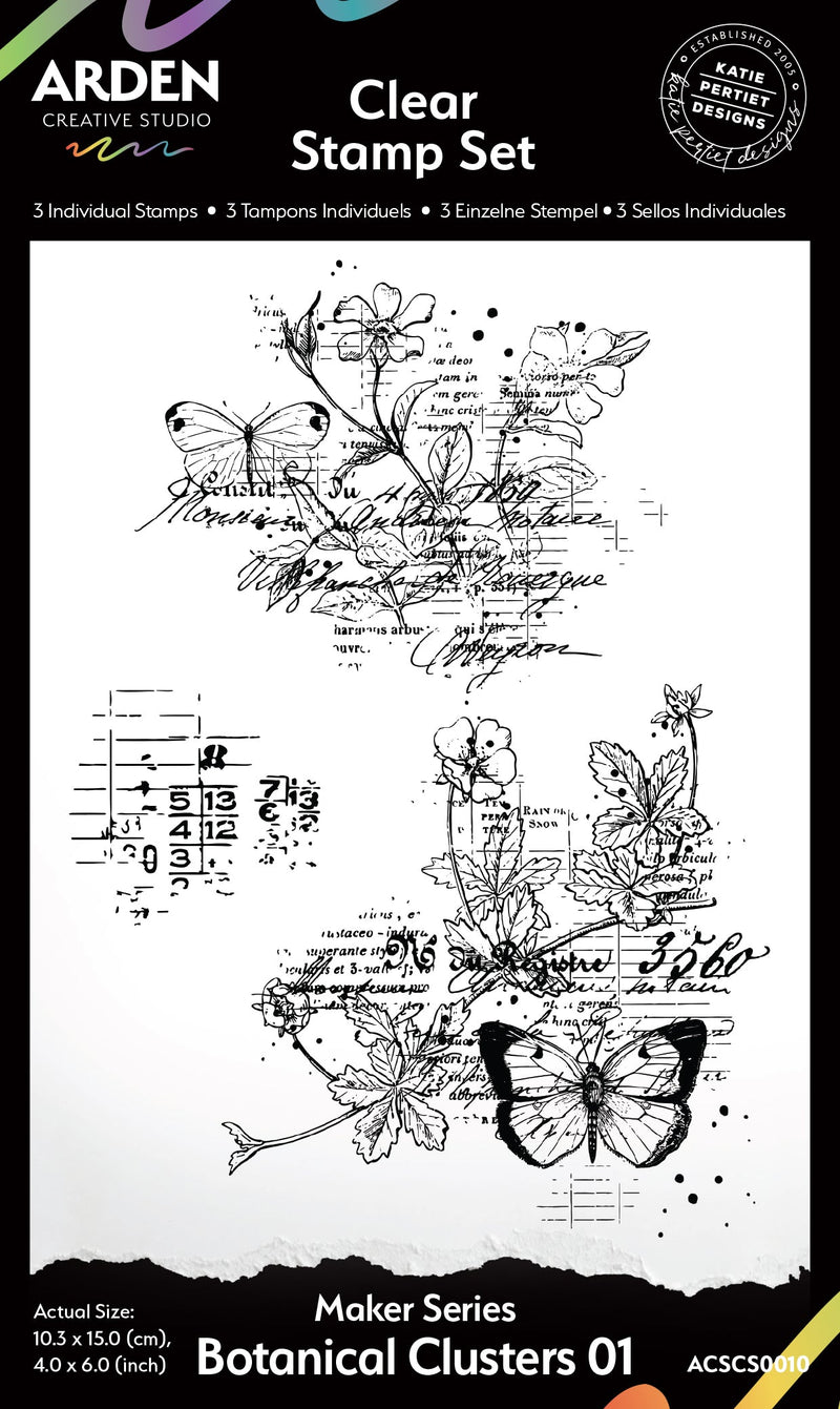 Arden Creative Studio Maker Series Botanical Clusters 01 4 in x 6 in Clear Stamp Set-1