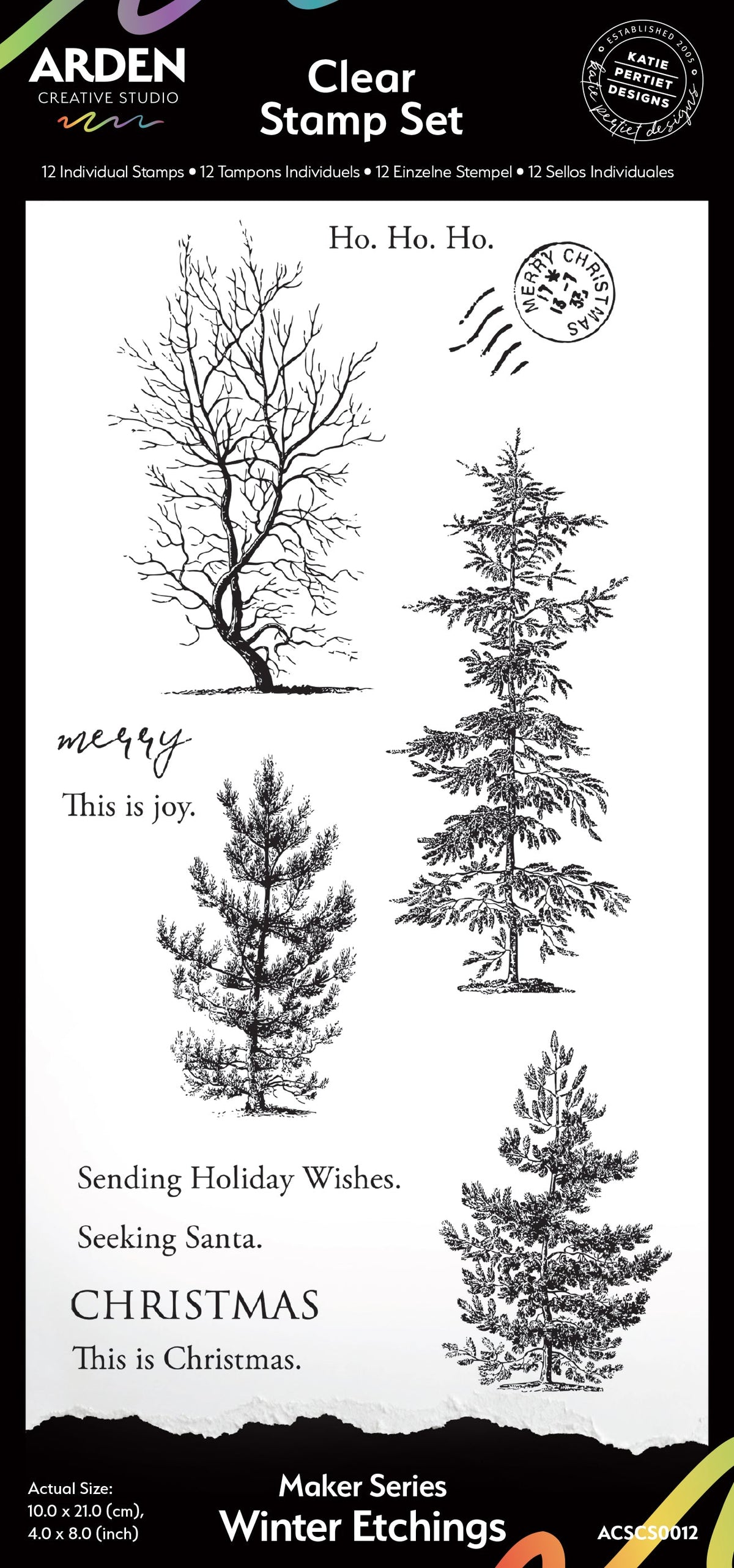 Arden Creative Studio Maker Series Winter Etchings 4in x 8in Clear Stamp Set-1