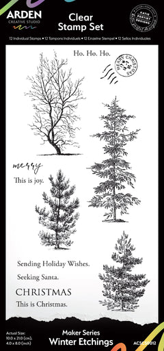 Arden Creative Studio Maker Series Winter Etchings 4in x 8in Clear Stamp Set-1