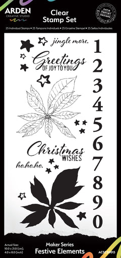 Arden Creative Studio Maker Series Festive Elements 4in x 8in Clear Stamp Set-1