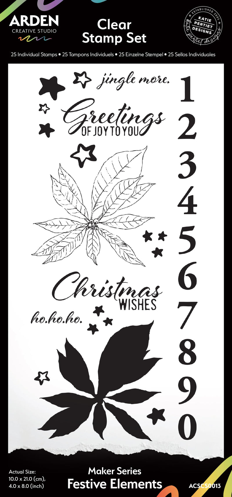 Arden Creative Studio Maker Series Festive Elements 4in x 8in Clear Stamp Set-1