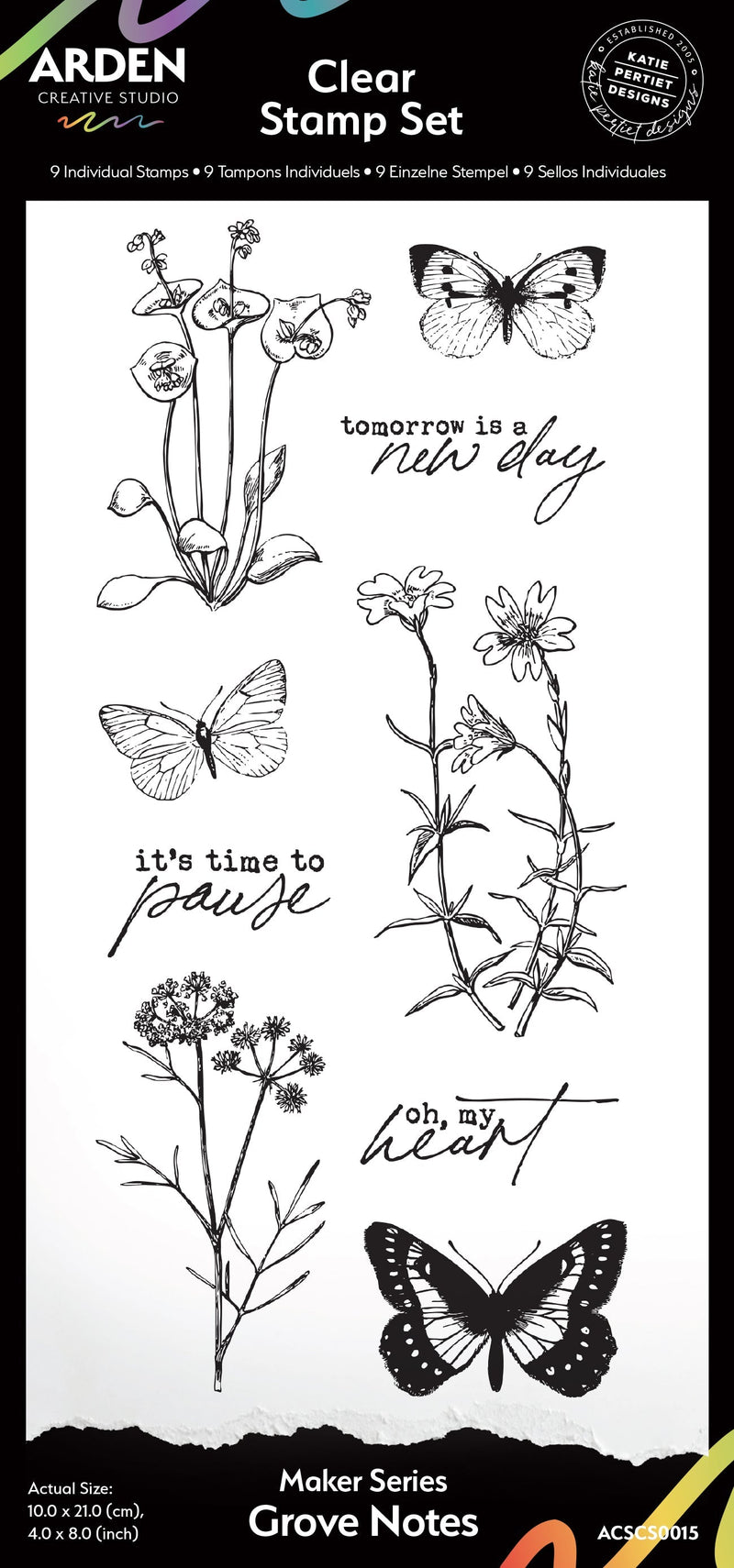 Arden Creative Studio Maker Series Grove Notes 4in x 8in Clear Stamp Set-1