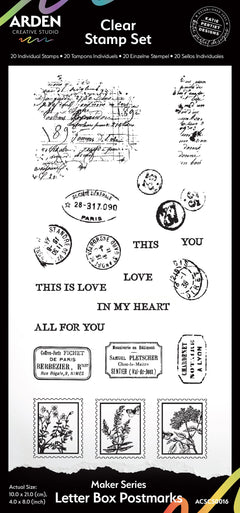 Arden Creative Studio Maker Series Letter Box Postmarks 4in x 8in Clear Stamp Set-1
