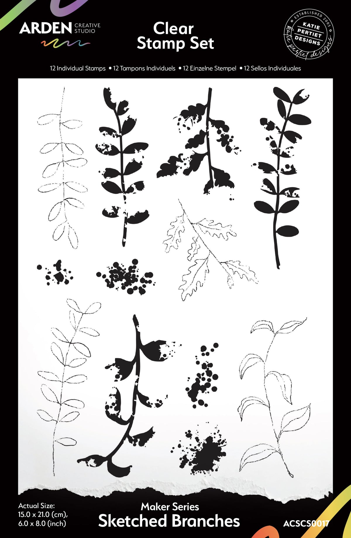 Arden Creative Studio Maker Series Sketched Branches 6in x 8in Clear Stamp Set-1